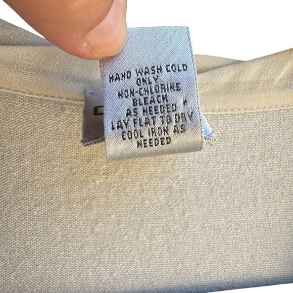 Chicos Sequin Embellished V Neck Glam Beige Gold Knit Cardigan Sweater Size 3 - Picture 9 of 9